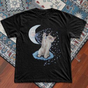 Black cat moon tee